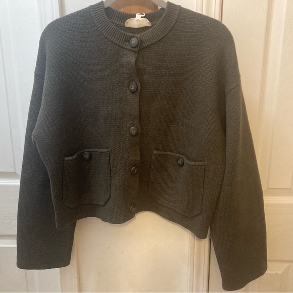 Sezane Valerio jacket cardigan size Medium, khaki NWT - Picture 3 of 6